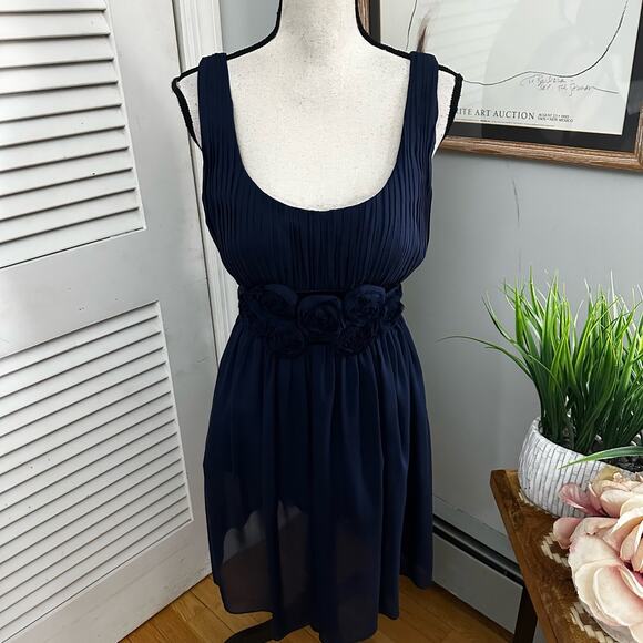OC OLEG CASSINI Womens Dress 10 Blue Silk Chiffon Retro Y2K Babydoll Coquette - Picture 1 of 11